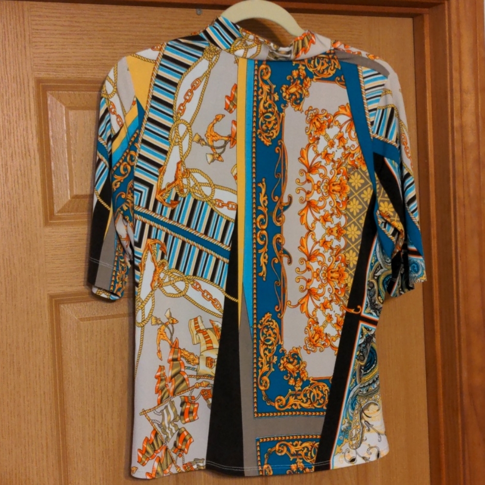 George Simonton Status print short sleeve top - Picture 2 of 4
